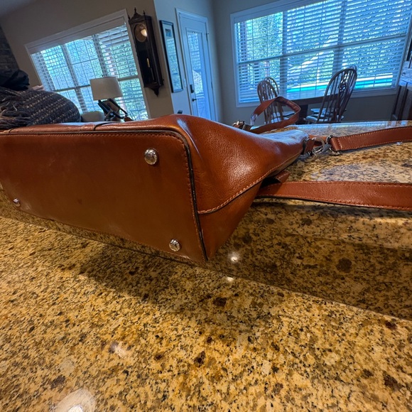 Bostanten Tan Leather Laptop Bag Briefcase Tote - Picture 7 of 13